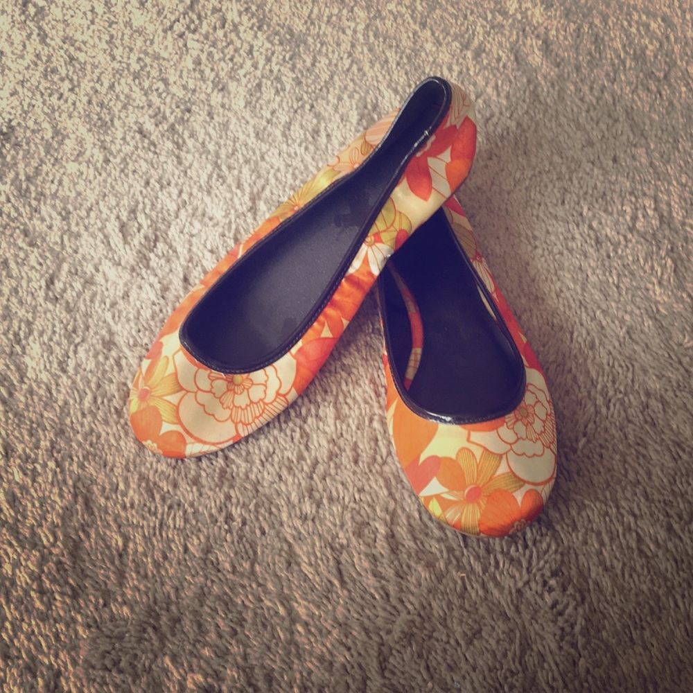 Orange Patterned Flats